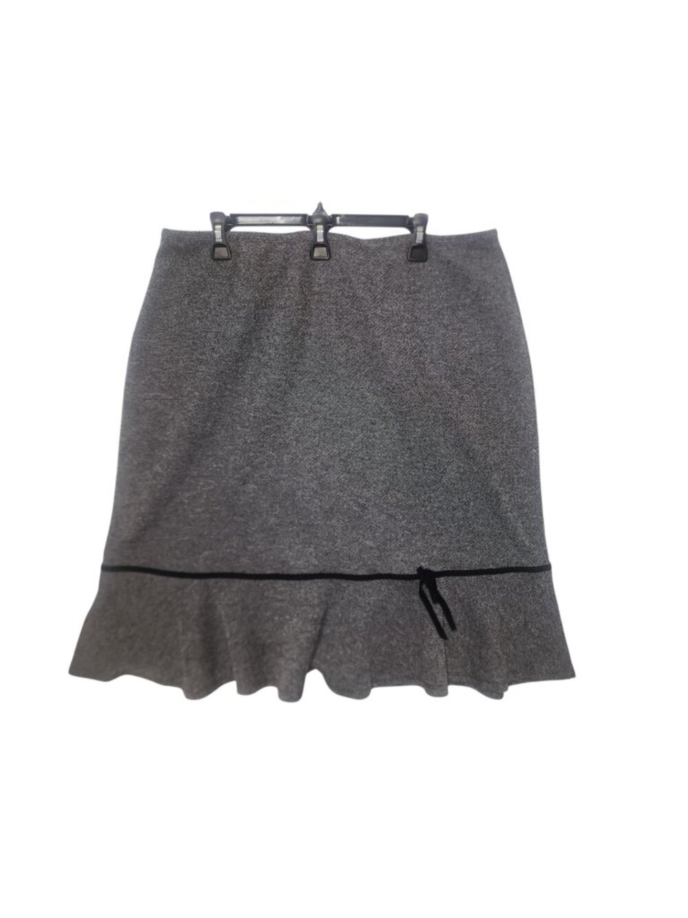 Cato Womens XL Gray Knit Skirt Ruffle Hem Stretch Casual Career Modest